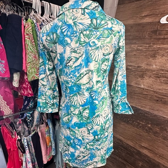 Banana Boat UPF 50+ Long Sleeve Blue and Green Monaco-Aqua Sundress Cover up - Picture 3 of 7